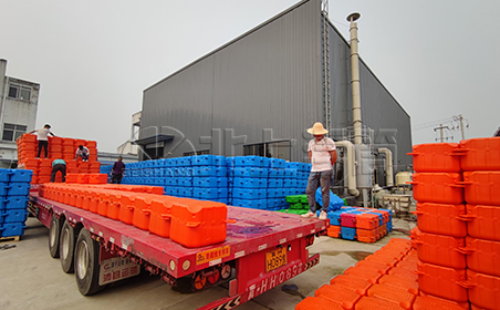 450平浮筒发往山东省滨州市应用于某水库码头浮桥工程